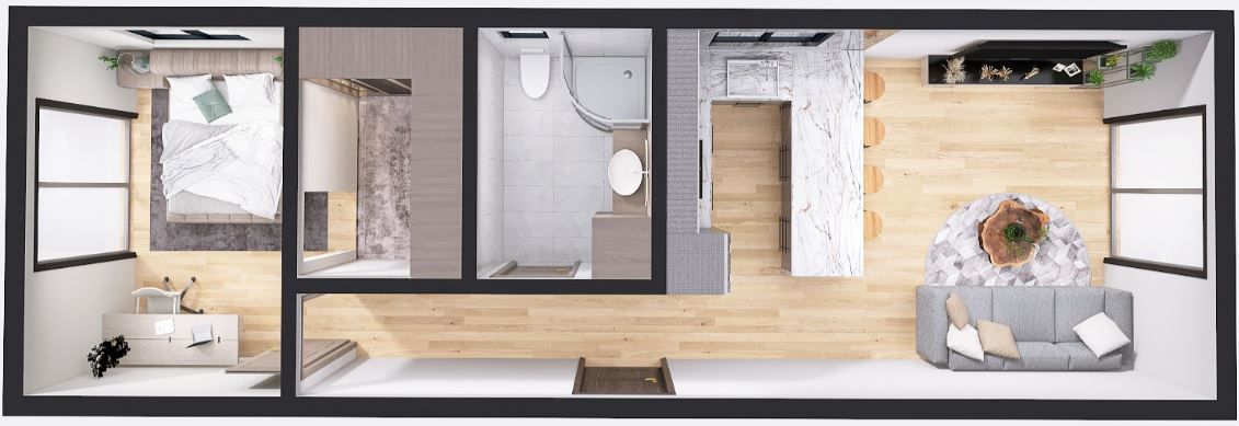 Dom modułowy Apollo 4m x 12m Wariant B - Wizualizacja