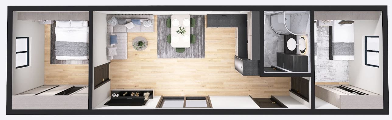 Dom modułowy POSEJDON 4m x 14m Wariant C - Wizualizacja